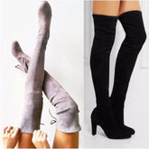 Bottes à talons carrés et lacets au-dessus du genou